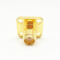 Conector RF de latón chapado en oro hembra SMA directo de fábrica con impedancia de 50Ω hasta 18Ghz y brida en varias formas