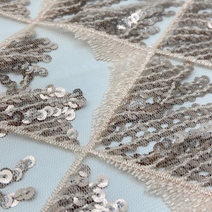 Sexy Design Polyester Knitted <strong>Net</strong> Mesh Embroidery Fancy Gold Spangle Tassels <strong>Sequin</strong> <strong>Fabric</strong> for Party Dress - Product Image 5