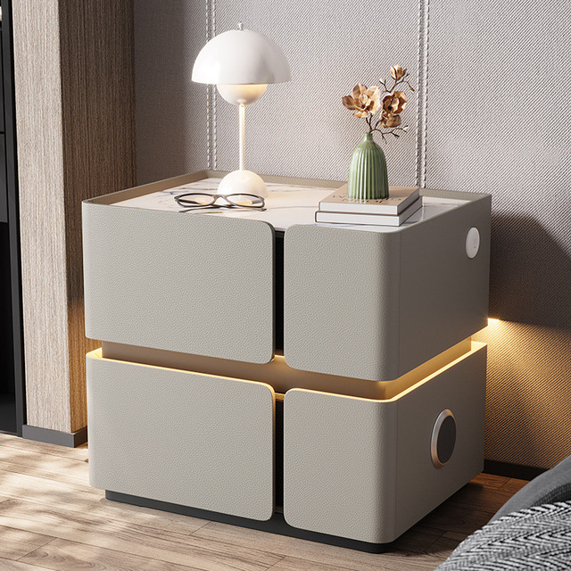 Quality Certifications Nordic Style Customizable Smart Bedside Table with Speakers Large-Capacity Drawer Storage