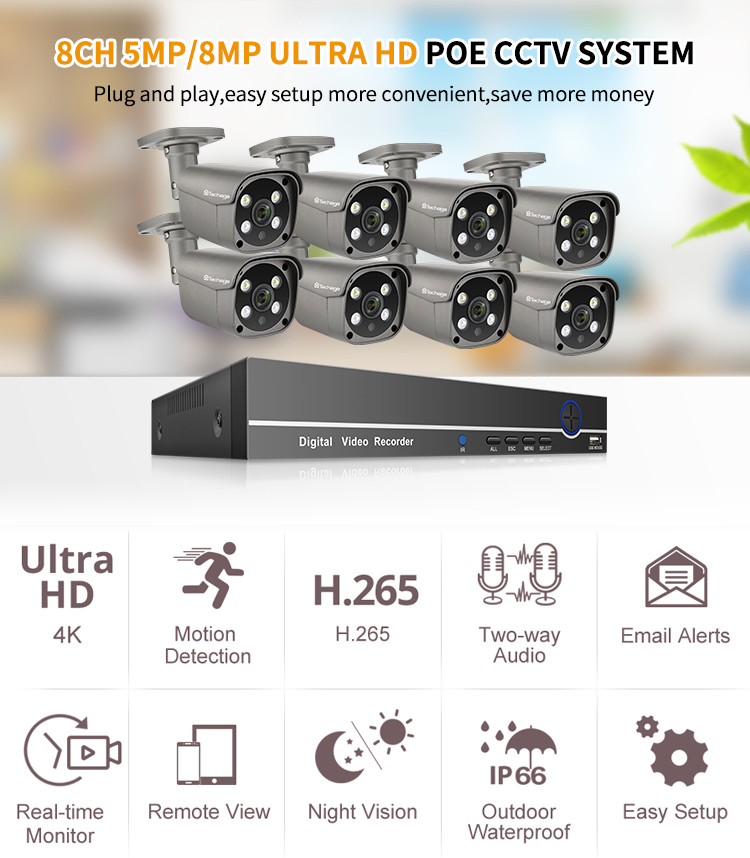 4k hd poe cctv camera 8mp audio security camera system cctv security camera system