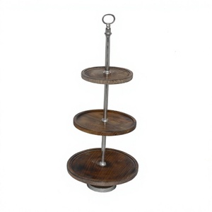 จานไม้ทรงกลม 3 ชั้น สำหรับเสิร์ฟเค้ก ผลไม้ ตกแต่งงานปาร์ตี้คริสต์มาส - Product Image 1