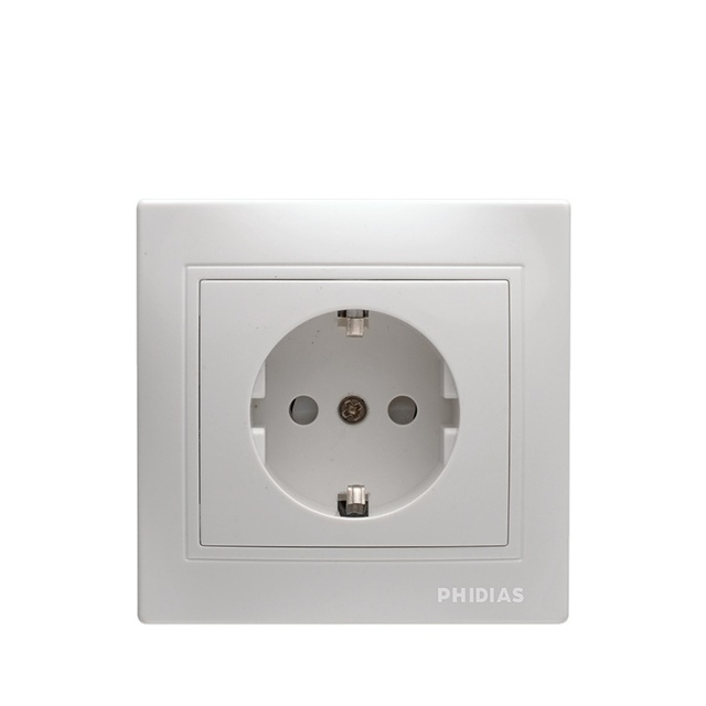PHIDIAS Factory Wholesale EU Standard Single Double Pole Electric 16A Grounded Wall Socket USB Port Safety Fire Resistant for