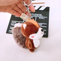 Porte-clés en peluche écureuil mignon avec grande queue moelleuse, pendentif en peluche écureuil à noix, ornement pour sac et clés de voiture, jouet en peluche, vente en gros