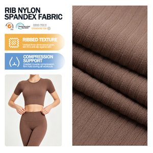 Soft Lightweight Smooth High Stretch Nylon Elastane Ribbing Rib Nylon Spandex <b>Fabric</b> for Sports Outfit - Product Image 1