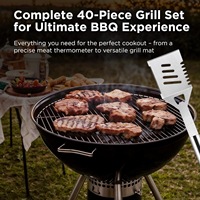 Ensemble d'outils de barbecue pour le camping en plein air, ensemble de 30 pièces en acier inoxydable avec grande poignée tubulaire, boîte en aluminium, ustensiles de barbecue