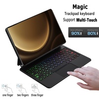 Keyboard nirkabel, penutup kulit Pu, Keyboard ajaib untuk Samsung Galaxy Tab S9 FE Plus S9FE + SM-X610, casing Tablet SM-X616B