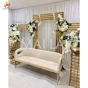 <span class=keywords><strong>Chandra</strong></span>-sofá de terciopelo para comedor, diseño creativo dorado de acero inoxidable, para boda - Product Image 3