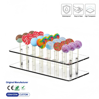 Support à double couche en acrylique transparent multi-prises pour cake pops, idéal pour table de desserts, présentation de friandises de fête, et support de présentation de sucettes en acrylique
