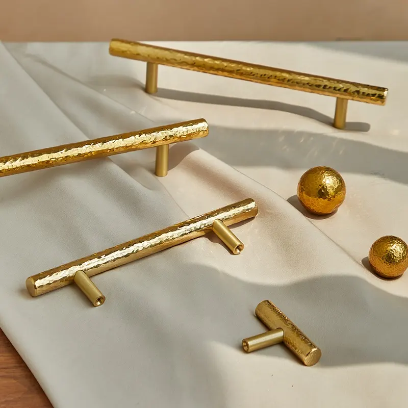 CUCA Solid Brass Hammered Knob two Holes Drawer Pullers Cabinet Handles and Knobs Drawer Pull Handles