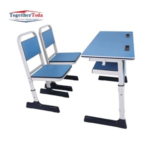 Venta Directa de Fábrica, Muebles Escolares Modernos de Madera con Altura Ajustable, Conjuntos de Escritorio y Silla Individuales y Dobles para Estudiantes - Product Image 4