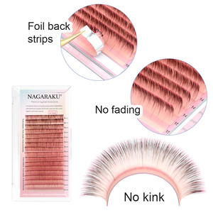 NAGARAKU Color Easy Fanning Volume Extension ciglia Auto Fans ciglia marrone viola blu <span class=keywords><strong>Mix</strong></span> 9-15mm 16 linee <span class=keywords><strong>Mega</strong></span> Volume - Product Image 3