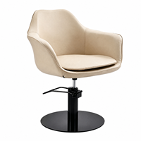 Chaise de coiffure de salon avec base ronde hydraulique et levier de pied, couleur bordeaux