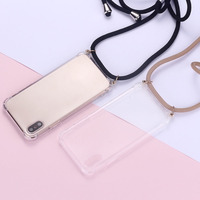 Étui de téléphone avec chaîne de lanière, étui de téléphone transparent, chaîne de téléphone à bandoulière pour iPhone 14 Promax 15 16 17 avec sangle d'épaule