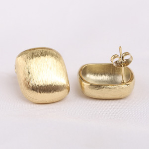 <b>Stud</b> <b>Earrings</b> 19MM Square Brushed Gold Silver Stainless Steel Geometric Fashion Jewelry - Product Image 4