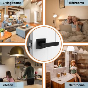 BBDHOME Perilla interior Juego de palancas sin llave Pasaje Manija de puerta negra mate para dormitorio o baño