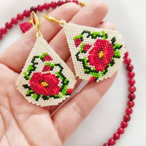 Brincos de miúdo japoneses para mulheres, joias de miçangas, boêmios, brincos geométricos, presente para dia dos namorados
