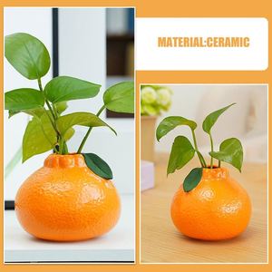 Orange Shaped Decorative <b>Vase</b>, <b>Small</b> Hydroponic Plant Pot, Faux Ceramic Style Tabletop Flower Holder for Office, Home Decor - Product Image 6