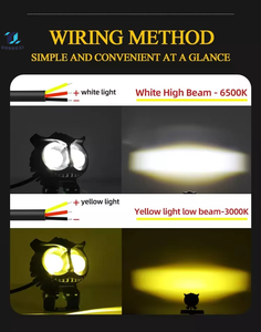 Faro LED per Moto Bicolore Design a <span class=keywords><strong>Gufo</strong></span> 4 Modalità Luci Ausiliarie Fendinebbia per Moto e Scooter Luci di Marcia - Product Image 4