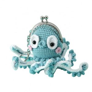 Creative Woven Simple Durable Gift Keychain Bag 5cm Octopus Mouth <b>Purse</b> Snowflake Yarn Knitted Safe Business Christmas Occasions - Product Image 2