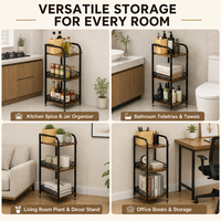 Rak Penyimpanan dan Organizer Kamar Mandi 3 Tingkat dari Logam, Model Berdiri, dengan Tempat Tisu Toilet untuk Kosmetik, Dapur, dan Cucian