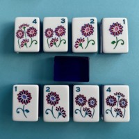 Jeu de tuiles de mahjong en acrylique américain au design classique du lapin violet, jeu de table d'intérieur pour adultes