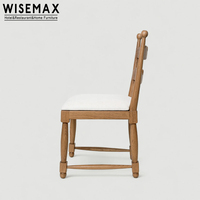 Chaise de salle à manger WISEMAX FURNITURE de style français en tissu bouclé, cadre en bois de frêne, design crème blanc, chaise de cuisine pour hôtel et restaurant