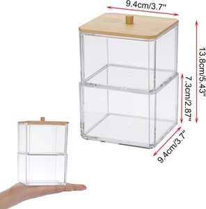 แท่นวางสำลีฝาไม้ทนทานสำหรับจัดแสดงแบบ Qtip ทำจากอะคริลิคทันสมัย - Product Image 3