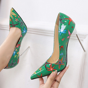 Zapatos de Tacón Alto Extremo Talla Grande 46 para Mujer, Zapatos de Tacón Delgado con Estampado, Sandalias de Vestir con Tacón de Aguja Coloridas y Anchas - Product Image 2