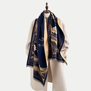 Nuevo Otoño Invierno Retro estilo chino Jacquard Faux Cachemira cuello calentador mujer estilo antiguo Guochao cálido chal grande bufanda - Product Image 6