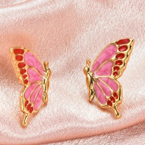 ต่างหูรูปผีเสื้อเคลือบสี 18K ชุบทองบนสแตนเลสสตีล ป้องกันการแพ้ สำหรับผู้หญิง - Product Image 6