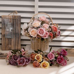 ช่อดอกกุหลาบประดิษฐ์ CallaFloral สีชมพู สีแดงเบอร์กันดี สีส้ม สำหรับงานแต่งงาน ตกแต่งบ้าน ดอกไม้ทำมือ - Product Image 1