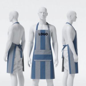Delantal de cocina de color puro promocional de rayas personalizadas, babero utilizado para cocinar, hornear, limpiar - Product Image 4
