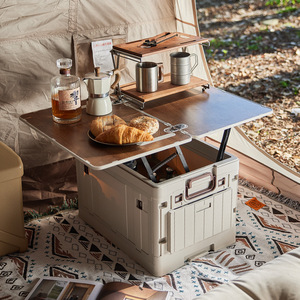 Multifunctional Outdoor Storage Box 60L 70L With <b>Table</b> Top For Camping Car Home Use - Product Image 3