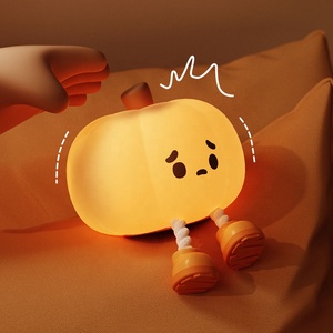 Halloween Pumpkin LED Night <b>Light</b> With <b>Rope</b> Hanging Legs USB Rechargeable Adjustable Brightness Silicone Touch Lamp - Product Image 4