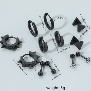 Pendientes de Acero Inoxidable con Remaches Estilo Punk, Diseño de Cono Puntiagudo, Unisex, con Púas de Dibujos Animados, de Titanio, Juego de Pendientes - Product Image 6