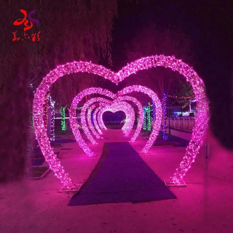 All'aperto gigante arco corda di strada Di Natale festival decorazione di cerimonia nuziale grande 3d illuminato amore led motif luce a forma di cuore