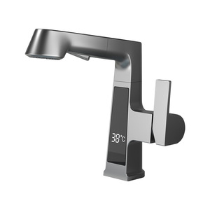 Single Handle Basin Faucet Digital Display Thermostatic Deck Mounted Ceramic Valve Core Single Hole - Product Image 1