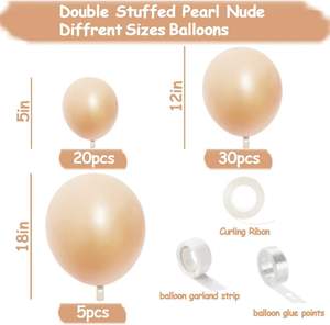 Meilleure vente : Guirlande <span class=keywords><strong>de</strong></span> ballons double peluche nacrés, en latex épais, couleur ivoire, abricot et beige, pour décoration d'arche <span class=keywords><strong>de</strong></span> fête d'anniversaire, très populaire - Product Image 3