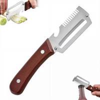 Professionele 3-in-1 roestvrijstalen handmatige groentejulienne-schiller met ergonomische houten handgreep OEM