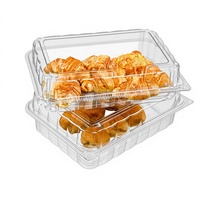 Boîtes en plastique PET transparentes pour boulangerie, boîtes à couvercle articulé jetables pour croissants, pâtisseries et biscuits