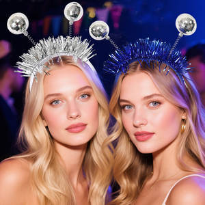 Colorful Electroplated Ball <strong>Headband</strong> Disco <strong>80s</strong> Theme Party Decoration with Strip Boppers for Christmas Head Accessory - Product Image 2