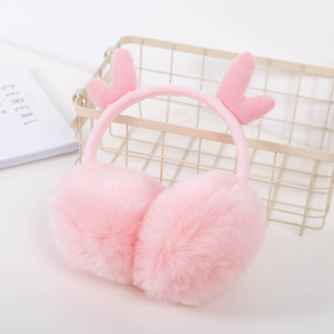 Anfamily Merry Christmas Antlers Earmuff - Style européen et américain, <span class=keywords><strong>fausse</strong></span> <span class=keywords><strong>fourrure</strong></span>, automne-hiver, confortable, moelleux, bandeau en peluche - Product Image 4