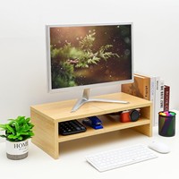 Support d'ordinateur en bambou, rehausseur de bureau, compatible tablette, support de rangement pour bureau, support pour ordinateur portable, support de moniteur en bois pour bureau