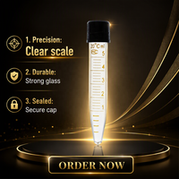 Tube de centrifugation conique en verre borosilicate Huke Promotion, non cytotoxique, sans DNase/RNase, 50 ml, stérile, avec couvercle à vis et graduations.