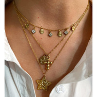 Collier Pendentif Croix Étoile à Cinq Branches en Acier Titane avec Diamant Vierge, Style Classique, Tendance Européenne et Américaine