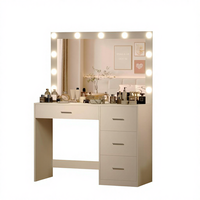 Coiffeuse moderne minimaliste écologique 2025 avec miroir LED et tiroirs, design panneau, pour chambre à coucher domestique