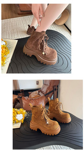 Nuovi Arrivi Invernali: Stivali Martens Opachi da Donna con Suola Spessa, Plateau e Lacci, Stivali Casual da Motociclista, <span class=keywords><strong>Stivaletti</strong></span> alla Caviglia - Product Image 5