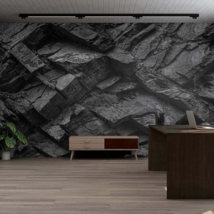 Bức tường đá đen với kết cấu đá tự nhiên 3D hình nền trang trí nhà - Product Image 5