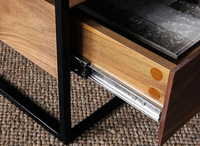 Table basse en verre style nordique, meuble personnalisé de haute qualité, avec rangement en bois, pour salon