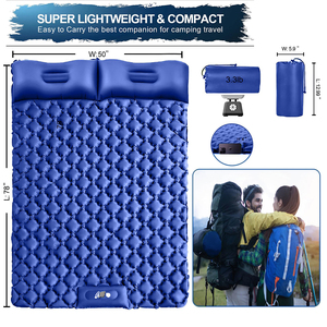 E-RIKE Materassino Gonfiabile Impermeabile Leggero Durevole Pieghevole Portatile Doppio per Campeggio all'Aperto con Pompa Integrata - Product Image 3